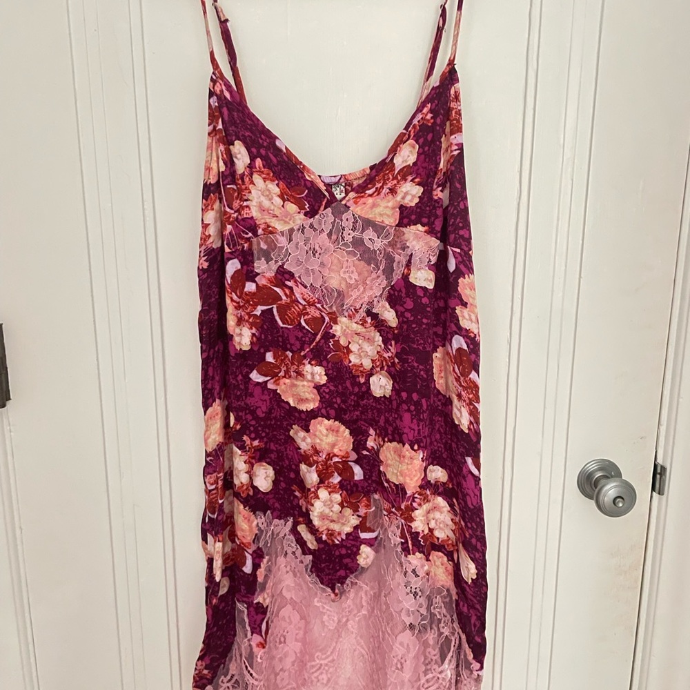 Free People Floral Satin Midi Dress